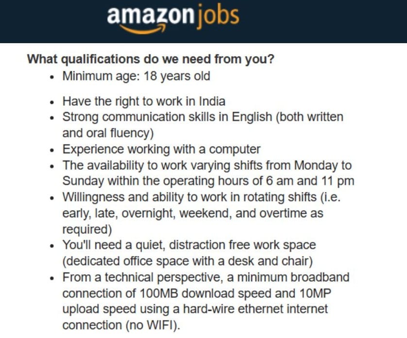 Amazon Customer Service Associate Job Eligibility