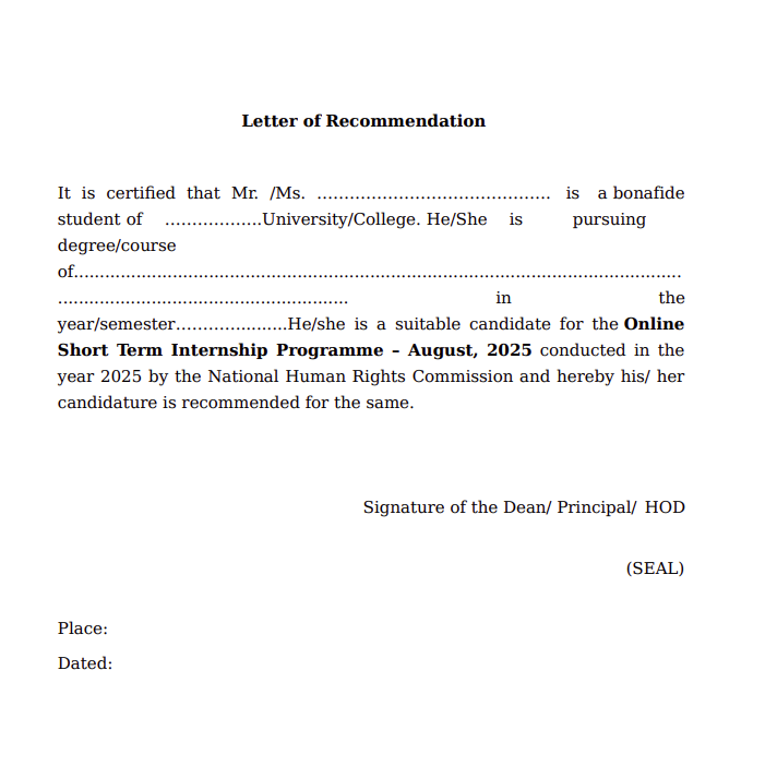 NHRC Online Internship 2025