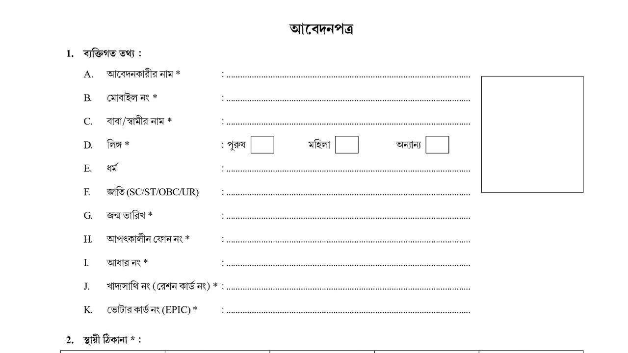 Shromoshree Prakalpo Form Fillup