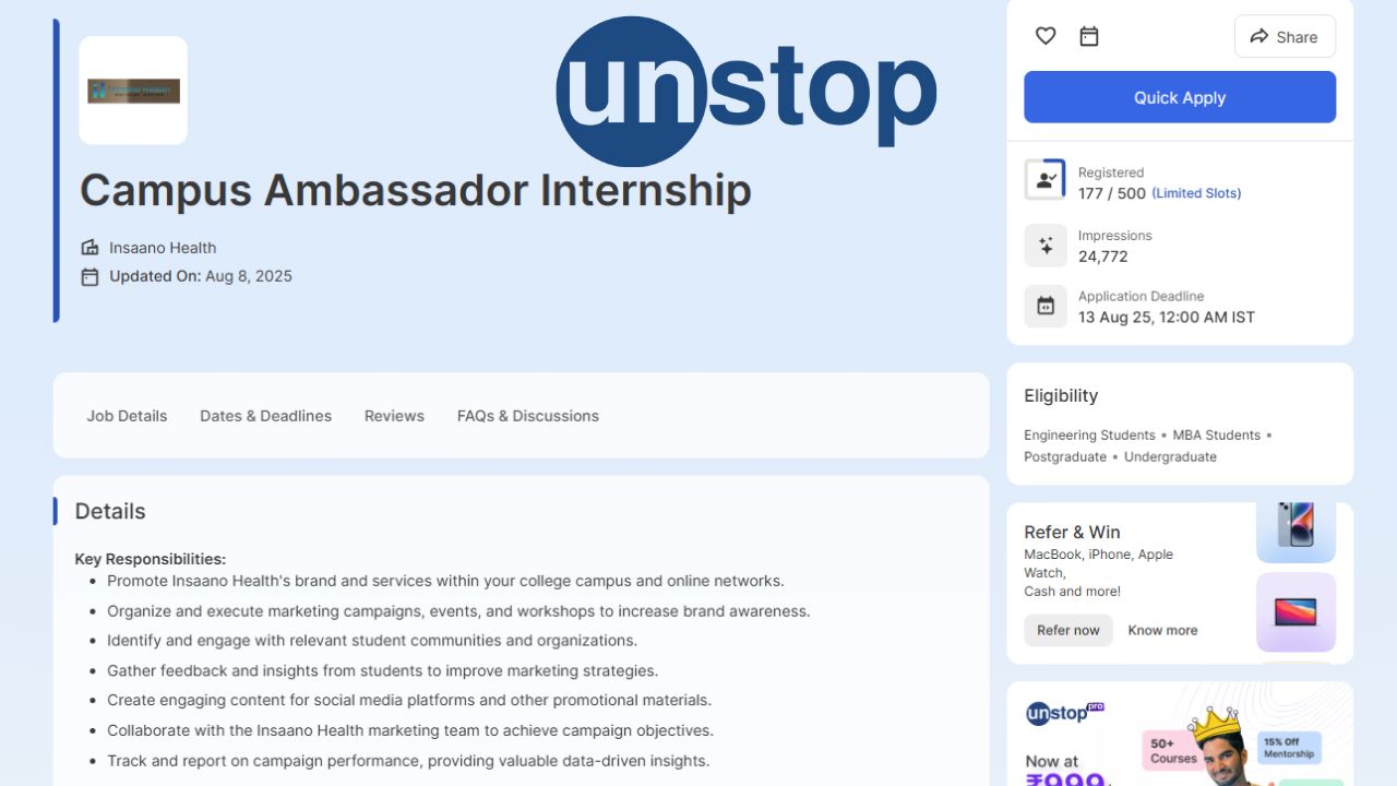 Unstop Online Free Internship